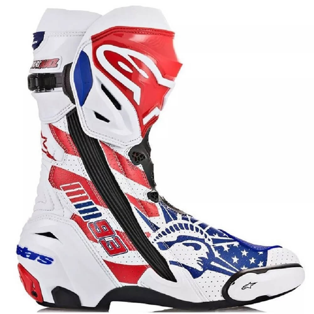 Bota Alpinestars Supertech R Branco Vermelho Azul Vented - Sacramento