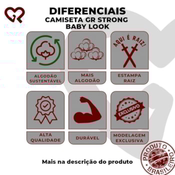 Camiseta SR Feminino Baby Look Gola V Gr Strong Garota e Rosas