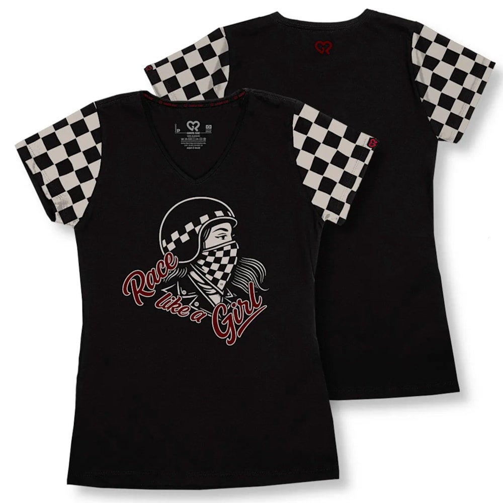 Camiseta SR Feminino Baby Look Gola V Gr Strong Race Like a Girl