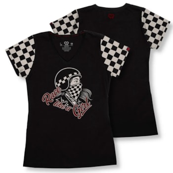 Camiseta SR Feminino Baby Look Gola V Gr Strong Race Like a Girl