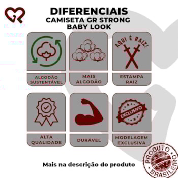 Camiseta SR Feminino Baby Look Gola V Gr Strong Saudacao Biker