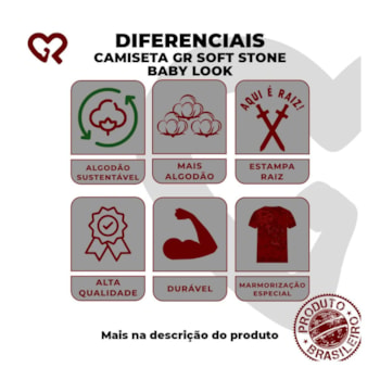 Camiseta SR Feminino Baby Look Gr Soft Stone Justica e Liberdade Garota
