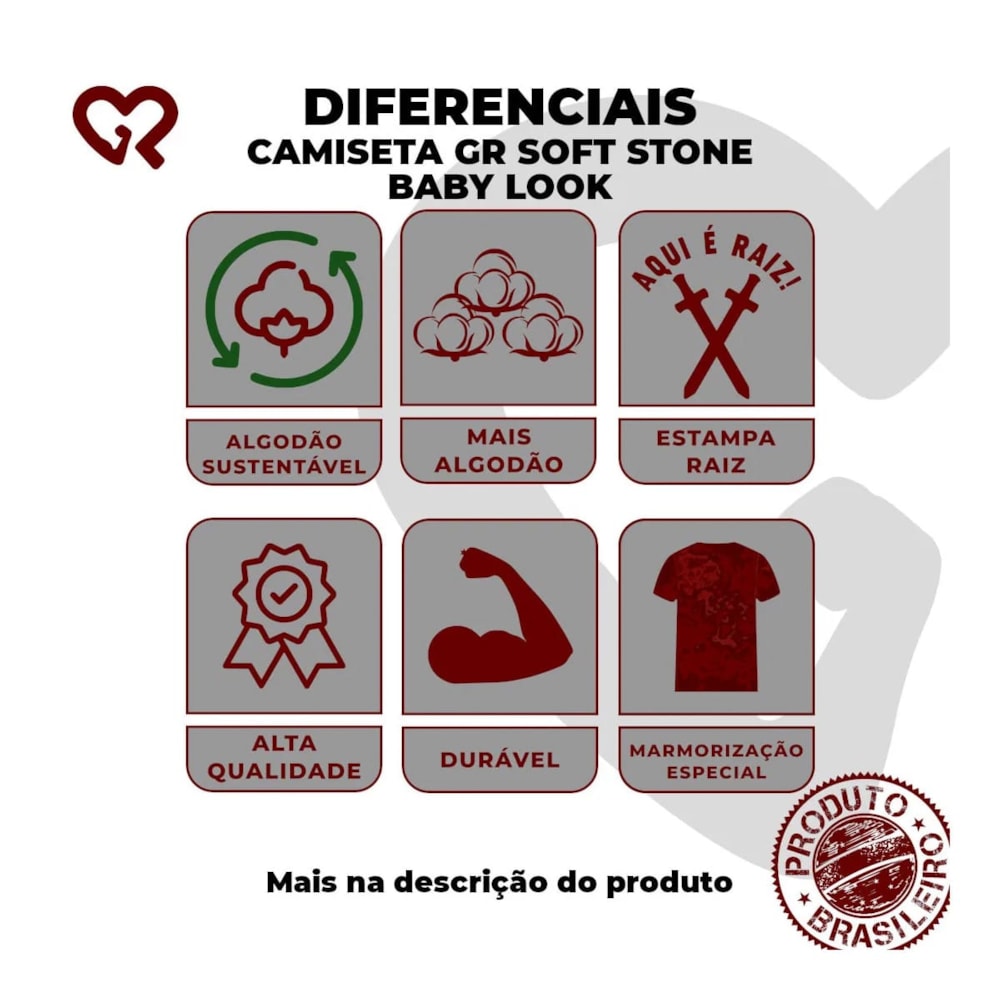 Camiseta SR Feminino Baby Look Gr Soft Stone Justica e Liberdade Garota