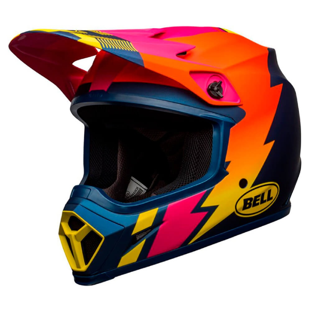 Capacete Bell Mx 9 Mips Strike Matte Orange Yellow Pink