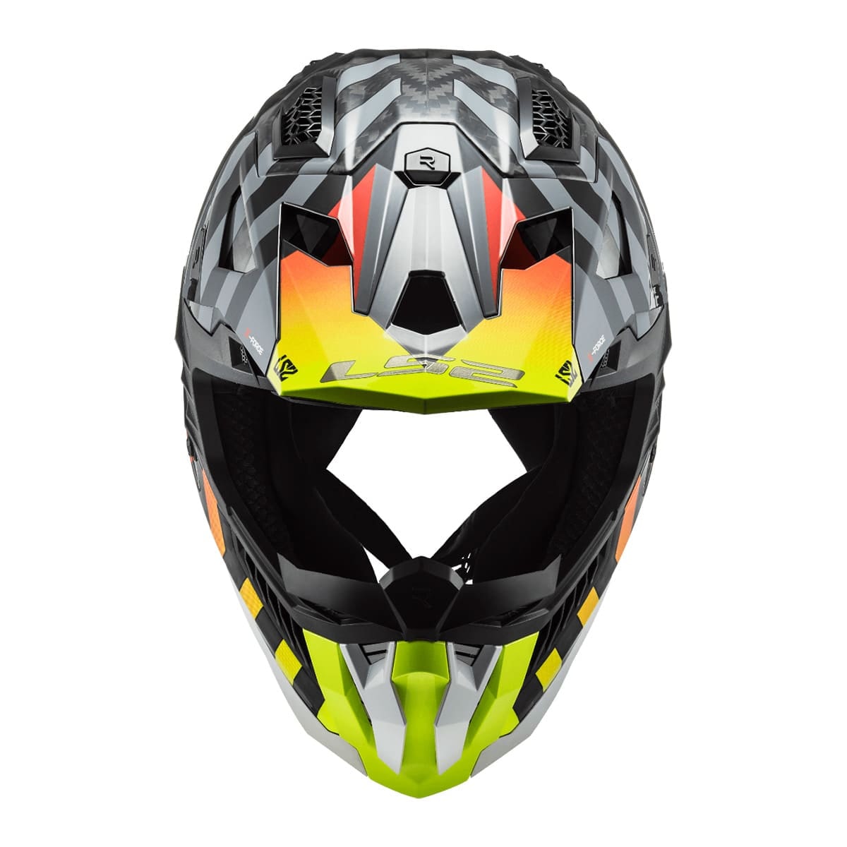 カバル　Gen2 Capacete LS2 MX703 X-Force Carbon Barrier - Amarelo/Vermelho Fluor