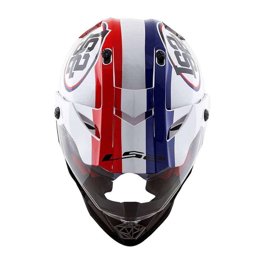 Capacete LS2 Pioneer MX436 Quarterback Branco/Vermelho/Azul