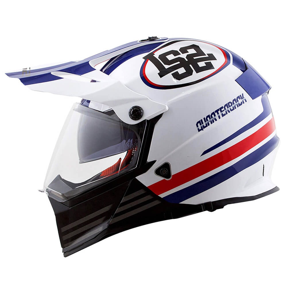 Capacete LS2 Pioneer MX436 Quarterback Branco/Vermelho/Azul