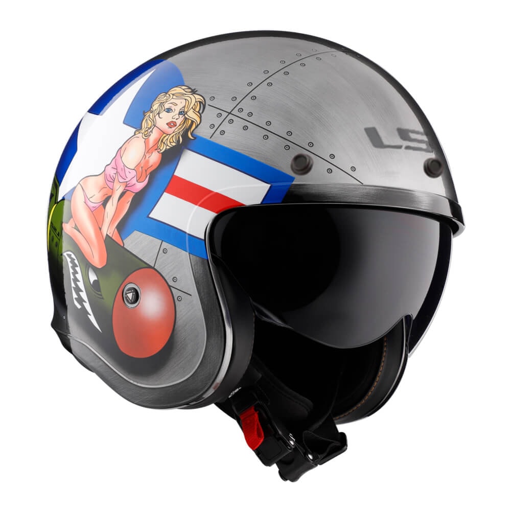 Capacete LS2 Spitfire OF599 Bomb Rider Brushed Alloy