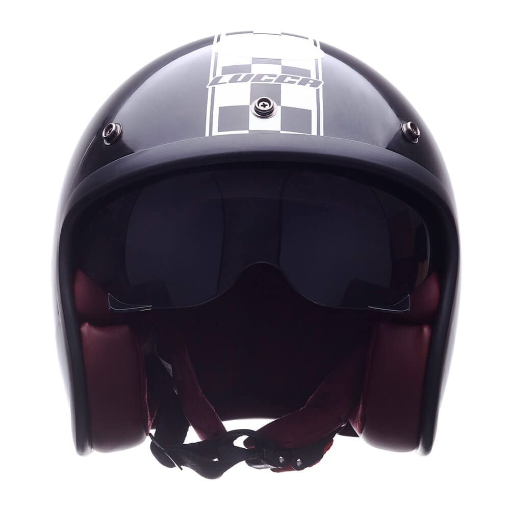 Capacete Lucca Sublime Flagged Glossy Black White