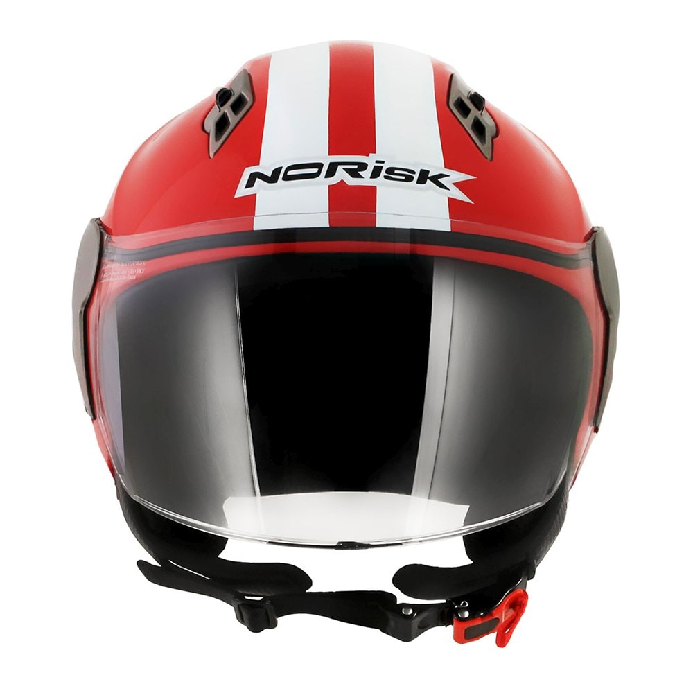 Capacete Norisk Jet Linea Branco/Vermelho