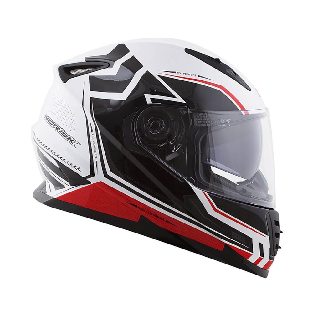 Capacete Norisk Soul FF302 Target Branco/Preto/Vermelho