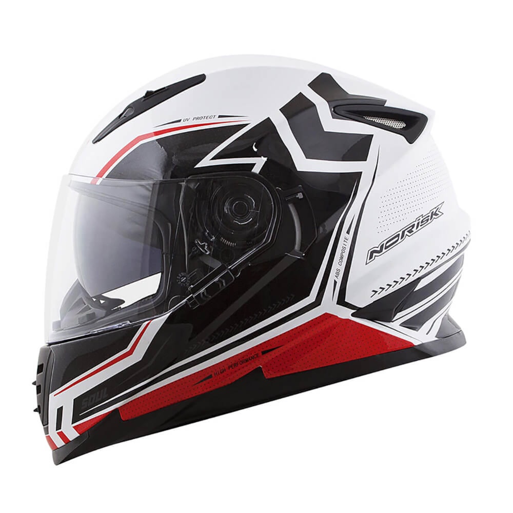 Capacete Norisk Soul FF302 Target Branco/Preto/Vermelho