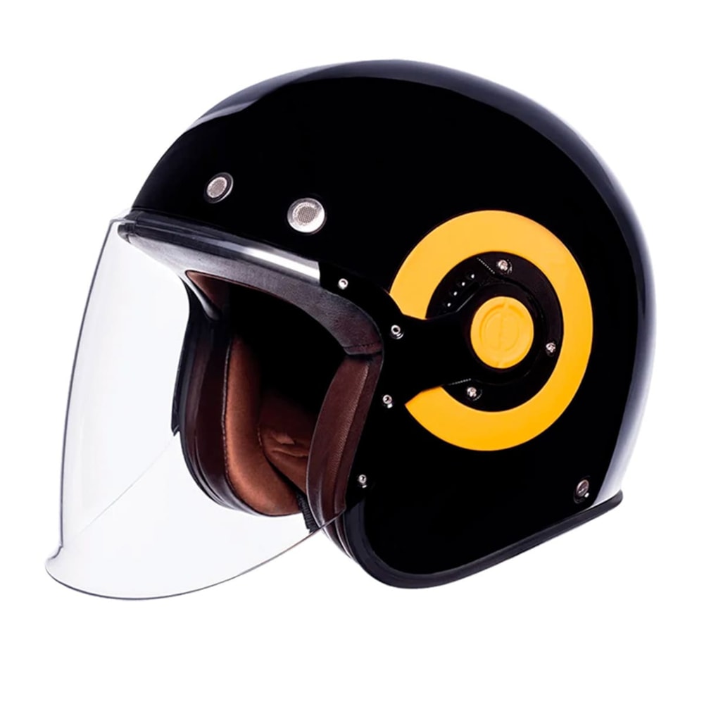 Capacete SMK Retro Jet Black Yellow GL240