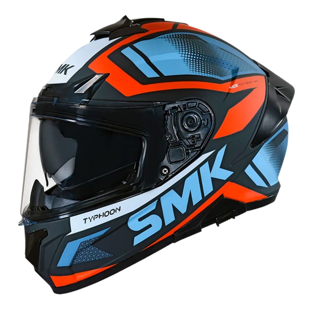 Capacete SMK Typhoon Black Orange Blue MA276