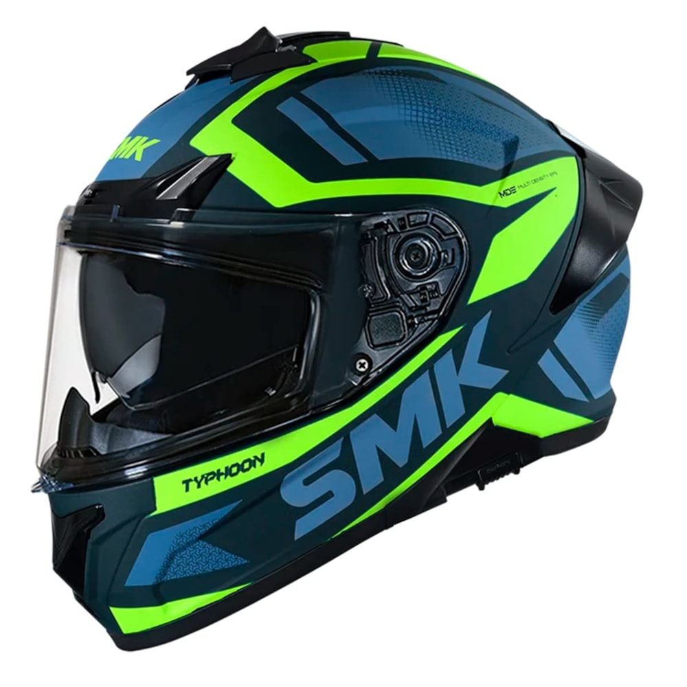 Capacete SMK Typhoon Black Yellow Blue MA848
